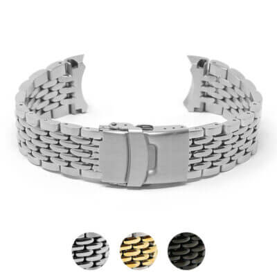 Beads of Rice Bracelet for Seiko SKX007, crafted from durable metal. Upgrade your watch with this stylish and comfortable strap, available in multiple colors for a personalized look