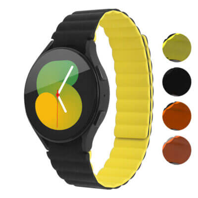 Magnetic ColorBlock Strap for Samsung Galaxy Watch 5 & 4. Stylish, durable, and easy to adjust, this strap enhances your smartwatch with vibrant colors and a secure fit