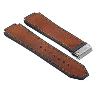 DASSARI Vintage Mahogany Leather Strap for Hublot Big Bang, 25mm. Enhance your watch with this stylish, durable leather strap, perfect for a classic look and comfortable wear