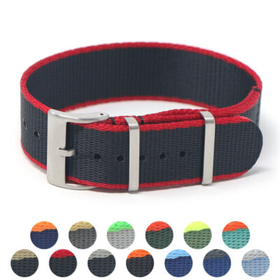 Elevate your style with the Stripe Edge Single Pass Seat Belt Strap for MoonSwatch. Durable, comfortable, and available in multiple colors, it's the perfect watch band accessory