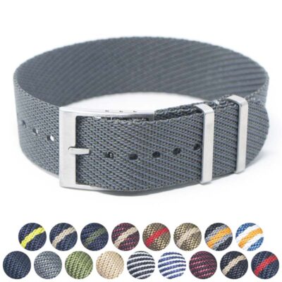 Woven Single Pass Strap for MoonSwatch, featuring a durable design and stylish grey color. Perfect for enhancing your watch's look. Available in various colors at Ele Straps