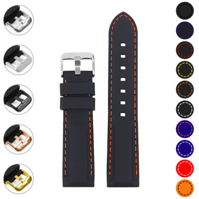 Rubber Strap with Stitching for MoonSwatch. Durable and stylish, this watch band features vibrant stitching and comes in multiple colors, perfect for enhancing your timepiece