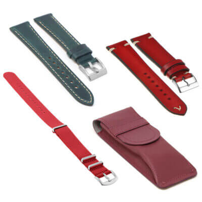 The Festive Gift Bundle from Ele Straps features stylish watch bands in 20mm and 22mm sizes, including vibrant red and green options, perfect for any occasion