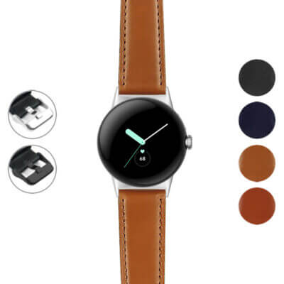 DASSARI Smooth Italian Leather Strap for Google Pixel Watch offers elegance and comfort. Upgrade your watch with premium leather in various colors for a stylish look