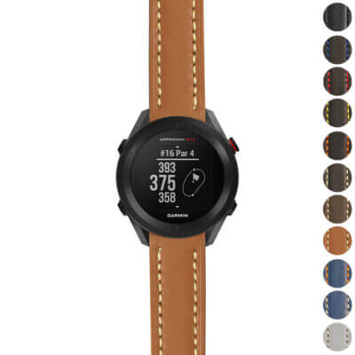 Rugged Leather Strap for Garmin Approach S12, combining durability and style. Perfect for outdoor enthusiasts, this strap enhances your watch's look and comfort. Available in multiple colors