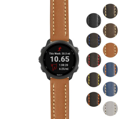 Rugged Leather Strap for Garmin Forerunner 245 offers durability and style. Upgrade your watch with this premium strap, perfect for outdoor activities and everyday wear