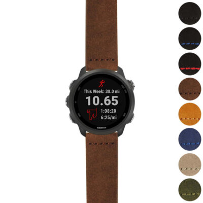 Suede Heavy Duty Strap for Garmin Forerunner 245 offers durability and style. Perfect for athletes and outdoor enthusiasts, available in multiple colors. Upgrade your watch today!