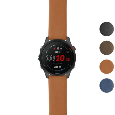 Thick Leather Strap for Garmin Forerunner 255, featuring a stylish design in multiple colors. Upgrade your watch with this durable, comfortable strap from Ele Straps