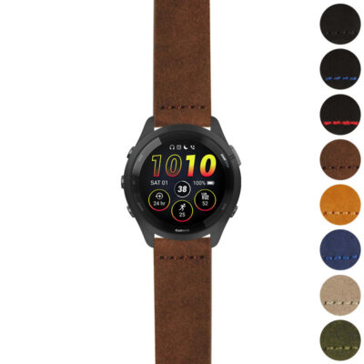 Heavy-Duty Suede Strap for Garmin Forerunner 265 offers durability and style. Perfect for fitness enthusiasts seeking a comfortable and fashionable watch band. Available in multiple colors