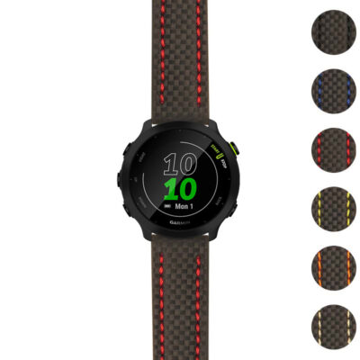 Heavy Duty Carbon Fiber Strap for Garmin Forerunner 55. Durable and stylish, this watch band enhances your fitness tracker with a sleek design and vibrant color options. Perfect for active lifestyles