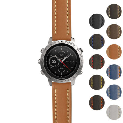 Rugged Leather Strap for Garmin Fenix Chronos offers durability and style. Available in multiple colors, it enhances your watch with a sophisticated look and comfort. Perfect for outdoor adventures!