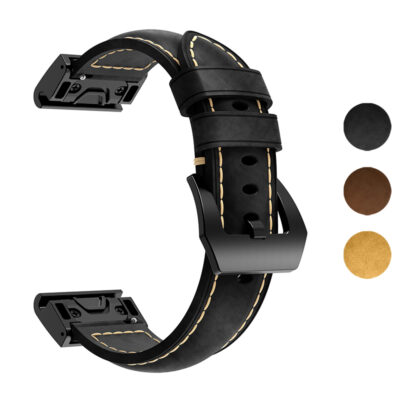 Heavy-Duty Leather Band for Garmin Fenix 8 (43mm) offers durability and style. Ideal for outdoor enthusiasts, this strap combines comfort with a sleek design. Available in multiple colors