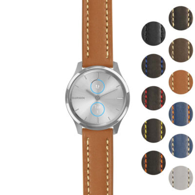 Rugged Leather Strap for Garmin Vivomove Luxe offers durability and style. Enhance your watch with this premium accessory, available in multiple colors to match your look