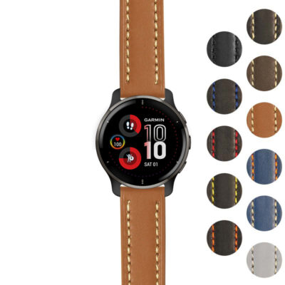 Rugged Leather Strap for Garmin Venu 2 Plus, featuring a stylish design and durable material. Perfect for enhancing your smartwatch with comfort and elegance. Available in multiple colors