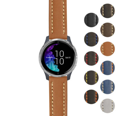 Rugged Leather Strap for Garmin Venu offers durability and style. Upgrade your smartwatch with this premium band, available in various colors to match your look perfectly