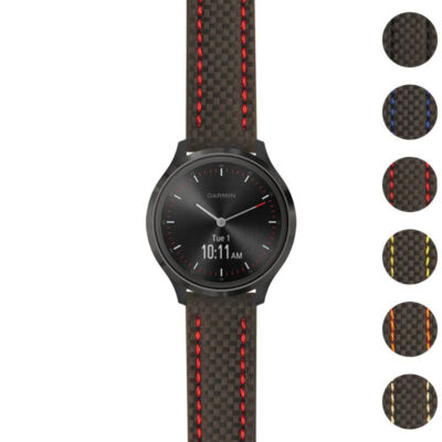 Heavy Duty Carbon Fiber Strap for Garmin Vivomove 3 offers durability and style. Upgrade your watch with this sleek, lightweight strap available in multiple colors