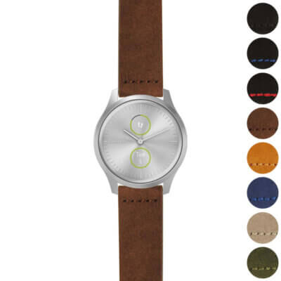 Heavy-duty suede strap for Garmin Vivomove and Vivomove Style, featuring a stylish design and durable material. Available in various colors to suit your style