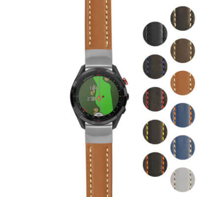 Rugged Leather Strap for Garmin Approach S62, featuring durable craftsmanship and stylish design. Available in multiple colors, perfect for outdoor enthusiasts and golfers