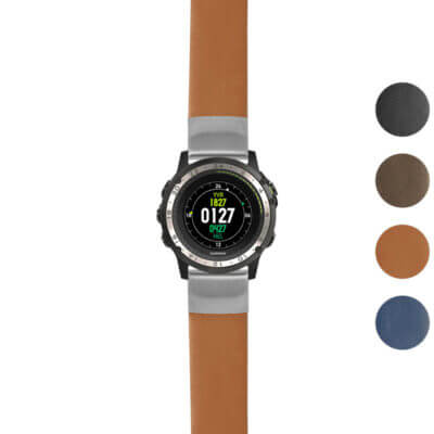 Thick Leather Strap for Garmin D2 Charlie showcases a stylish brown design, perfect for enhancing your smartwatch. Available in multiple colors, it offers durability and comfort