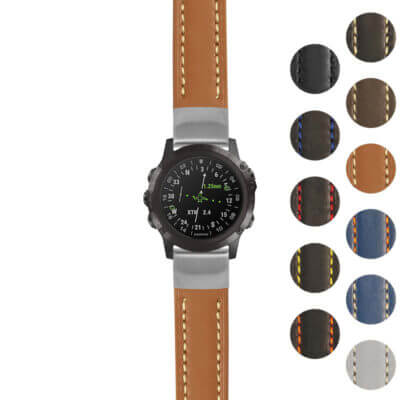 Rugged Leather Strap for Garmin D2 Delta PX, featuring durable craftsmanship and stylish design. Upgrade your watch with this premium leather band available in various colors