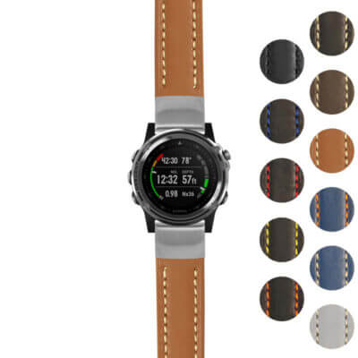 Rugged Leather Strap for Garmin Descent Mk1 offers durability and style. Perfect for outdoor enthusiasts, this watch band enhances your smartwatch experience with a secure fit