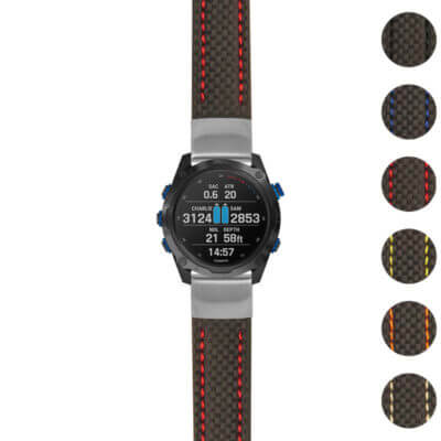 Heavy Duty Carbon Fiber Strap for Garmin Descent Mk2 & Mk2i, offering durability and style. Perfect for outdoor adventures. Available in multiple colors at Ele Straps