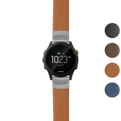 Thick Leather Strap for Garmin Forerunner 935, featuring a stylish design. Available in multiple colors, this durable strap enhances your smartwatch's look and comfort. Perfect for any occasion!