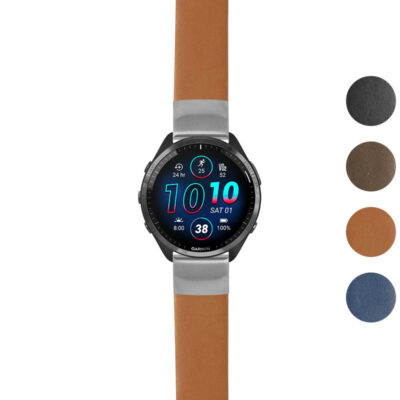 Thick Leather Strap for Garmin Forerunner 965 in stylish brown. Upgrade your smartwatch with this durable, comfortable band available in multiple colors. Perfect for everyday wear!