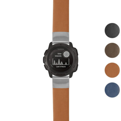 Thick leather strap designed for the Garmin Instinct, featuring a stylish brown finish. Available in multiple colors for a personalized look and enhanced comfort