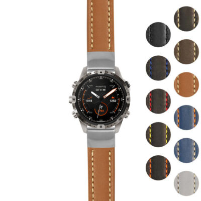 Rugged Leather Strap for Garmin MARQ Gen 2. Enhance your watch with this durable, stylish leather band, perfect for outdoor adventures and everyday wear. Available in multiple colors