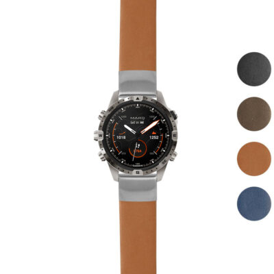 Thick Leather Strap for Garmin MARQ Gen 2 in rich brown, perfect for enhancing your smartwatch. Explore stylish and durable watch bands at Ele Straps