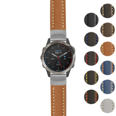 Rugged Leather Strap for Garmin Quatix 6: Durable and stylish watch band designed for adventure. Available in various colors to match your active lifestyle. Shop now at Ele Straps!