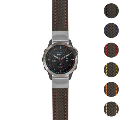 Heavy Duty Carbon Fiber Strap for Garmin Quatix 6 combines durability and style. Perfect for outdoor adventures, this strap is available in multiple colors for a customizable look