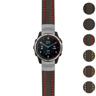 Heavy Duty Carbon Fiber Strap for Garmin Quatix 7, featuring a sleek design with durable materials. Perfect for enhancing your smartwatch style and functionality