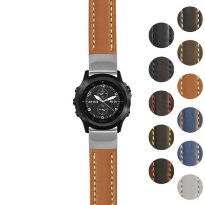 Rugged Leather Strap for Garmin Tactix Bravo offers durability and style. Upgrade your watch with this premium strap, available in various colors for a personalized look