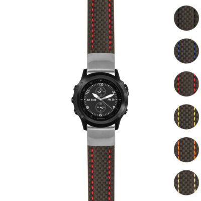 Heavy Duty Carbon Fiber Strap for Garmin Tactix Bravo offers durability and style. Upgrade your watch with this sleek, comfortable band available in multiple colors