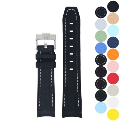 Fitted Stitched Rubber Strap for MoonSwatch, 20mm. Durable rubber material with stylish stitching. Perfect for enhancing your watch's look. Available in various colors at Ele Straps