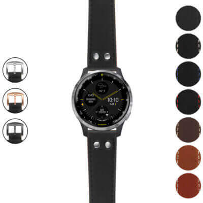 Upgrade your Garmin D2 Air with the DASSARI Pilot Leather Watch Band featuring stylish rivets. Durable and comfortable, it's perfect for any occasion. Available in multiple colors