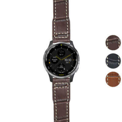 DASSARI Alligator Pilot Strap for Garmin D2 Air offers a stylish leather design with contrasting stitching. Upgrade your watch with this premium strap for comfort and elegance