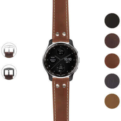 Upgrade your Garmin D2 Air X10 with the DASSARI Vintage Leather Pilot Watch Band. Crafted with rivets, this stylish strap combines durability and elegance for any occasion