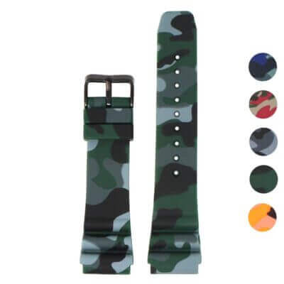 Wave Camo Rubber Strap in 22mm features a stylish camouflage design. Perfect for enhancing your watch with durable rubber material. Shop Ele Straps for trendy watch bands!