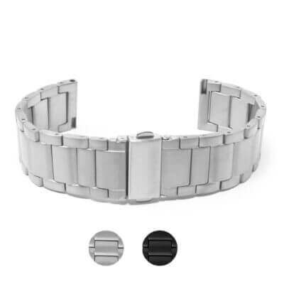 Titanium Bracelet with Quick Release features a sleek metal design for durability and style. Perfect for enhancing your watch, available in silver and black options