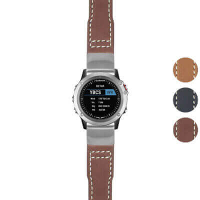 DASSARI Vintage Pilot Strap for Garmin D2 Bravo offers a stylish upgrade with premium leather and contrasting stitching. Perfect for enhancing your smartwatch's look