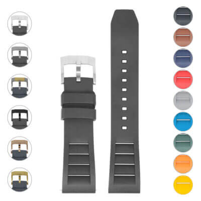 DASSARI Vented FKM Rubber Strap for MoonSwatch offers durability and style. Upgrade your watch with this comfortable, breathable strap available in various colors. Perfect for any occasion!