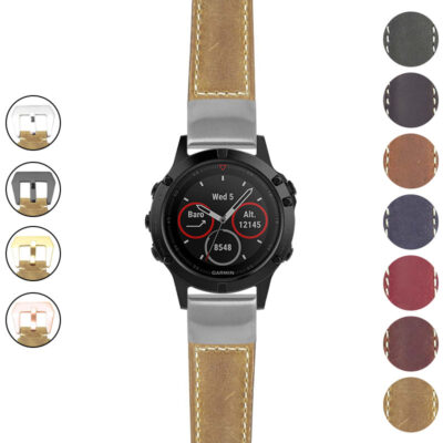 Salvage Leather Strap for Garmin Fenix 5 & 5 Plus, featuring a stylish design and durable material. Perfect for enhancing your watch's look and comfort. Shop now at Ele Straps!