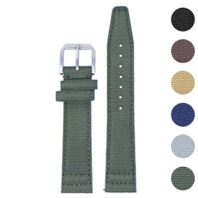 Nylon Aviator Watch Strap by DASSARI, available in 20mm, 21mm, and 22mm sizes. Durable and stylish, perfect for enhancing your watch collection. Shop now at Ele Straps!