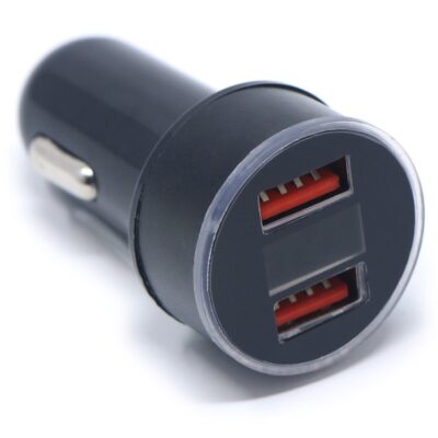 Dual USB Adapter Car Charger for fast charging on-the-go. Perfect for smartphones and tablets. Keep your devices powered while driving with this compact and efficient car accessory