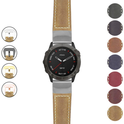 Upgrade your Garmin Fenix 6X with our Salvage Leather Strap. Crafted for style and durability, this strap enhances your watch's look while providing comfort. Perfect for any adventure!