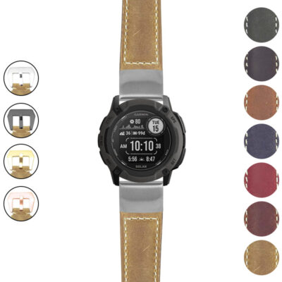 Salvage Leather Strap for Garmin Instinct 2X offers durability and style. Upgrade your watch with this premium leather band available in multiple colors for a perfect fit