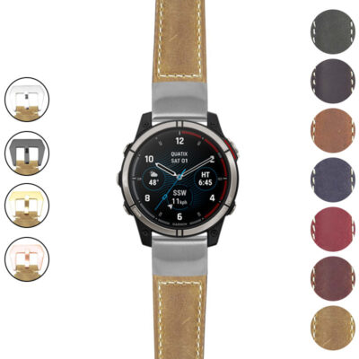 Salvage Leather Strap for Garmin Quatix 7: Durable and stylish watch band designed for adventure. Enhance your smartwatch with premium quality and a unique look